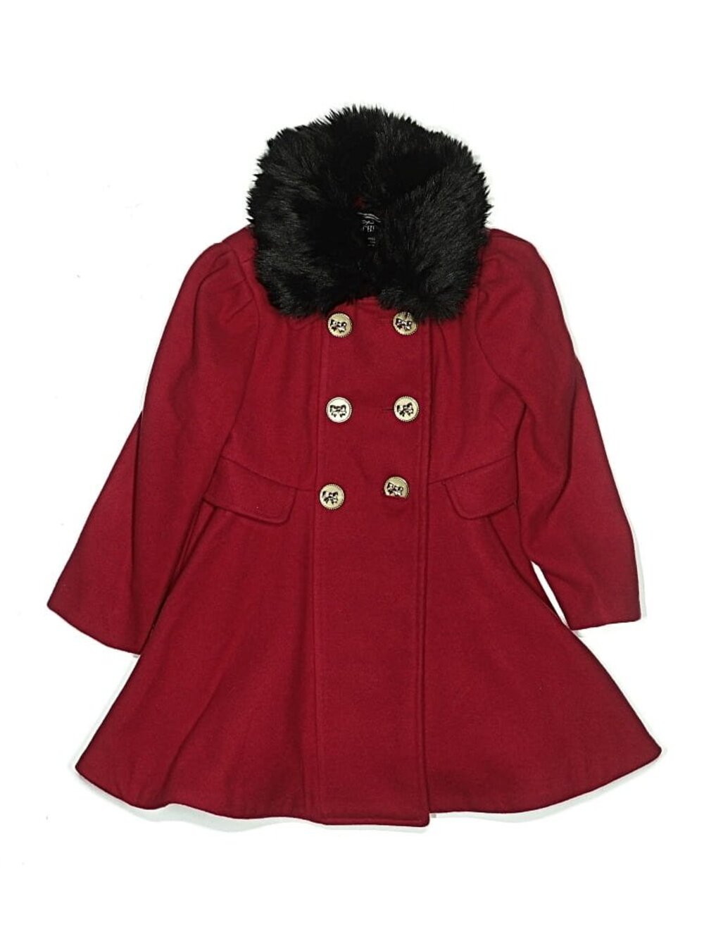 Rothschild Detachable Faux Fur Trim Collar Princess Coat Red 4T red winter